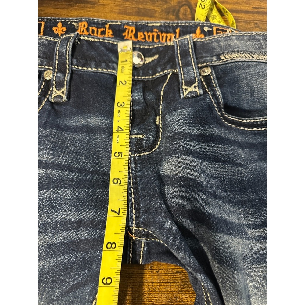 Rock Revival July Skinny Low Rise Jeans Size 27 Dark Wash Rhinestone Embellished - Picture 5 of 16